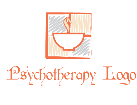 hot bowl in paint effect squares food logo
