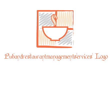 hot bowl in paint effect squares food logo