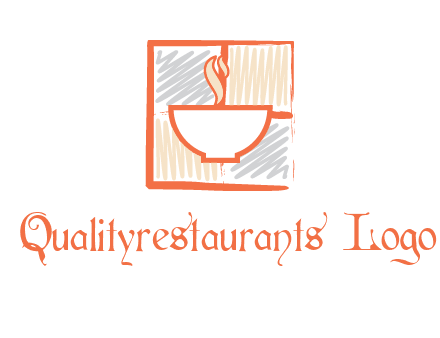 hot bowl in paint effect squares food logo