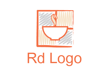 hot bowl in paint effect squares food logo