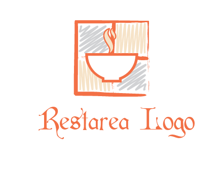 hot bowl in paint effect squares food logo