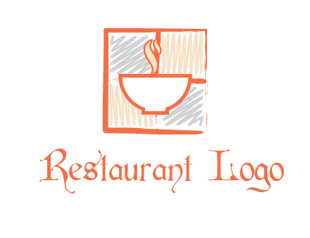 hot bowl in paint effect squares food logo