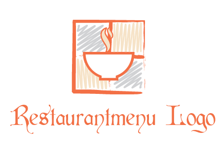 hot bowl in paint effect squares food logo