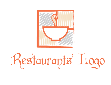 hot bowl in paint effect squares food logo
