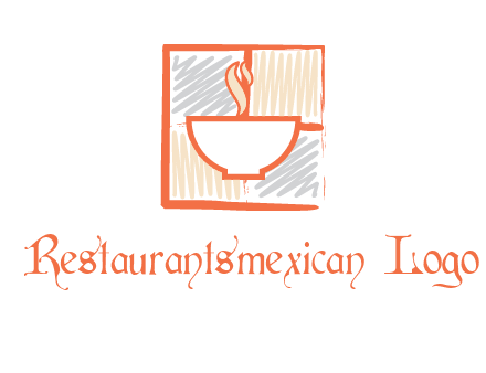 hot bowl in paint effect squares food logo