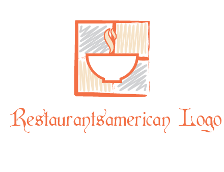 hot bowl in paint effect squares food logo