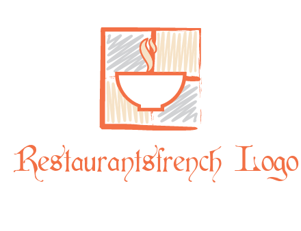 hot bowl in paint effect squares food logo
