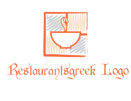 hot bowl in paint effect squares food logo
