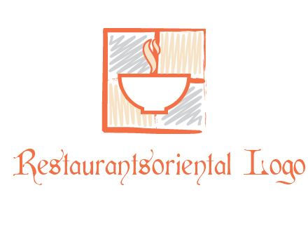hot bowl in paint effect squares food logo