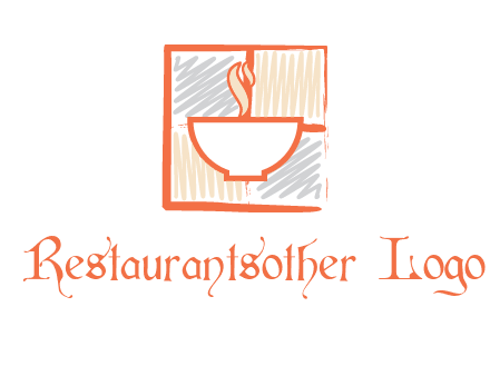 hot bowl in paint effect squares food logo