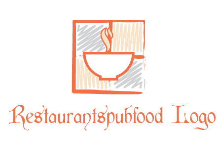 hot bowl in paint effect squares food logo