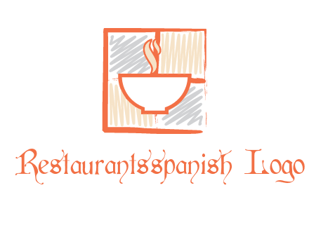 hot bowl in paint effect squares food logo
