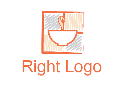 hot bowl in paint effect squares food logo