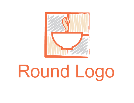 hot bowl in paint effect squares food logo