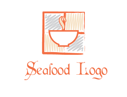 hot bowl in paint effect squares food logo