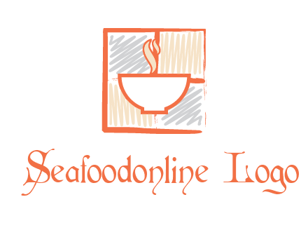 hot bowl in paint effect squares food logo