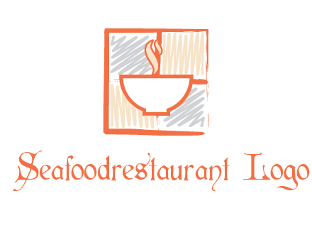 hot bowl in paint effect squares food logo
