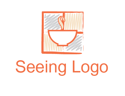 hot bowl in paint effect squares food logo