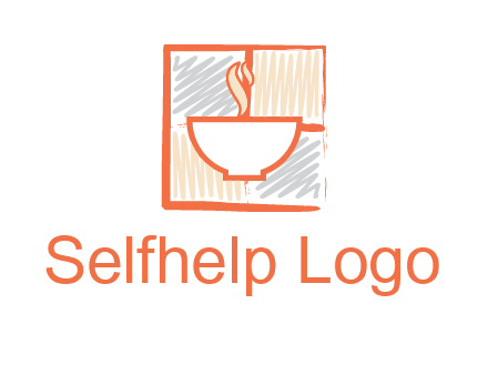 hot bowl in paint effect squares food logo