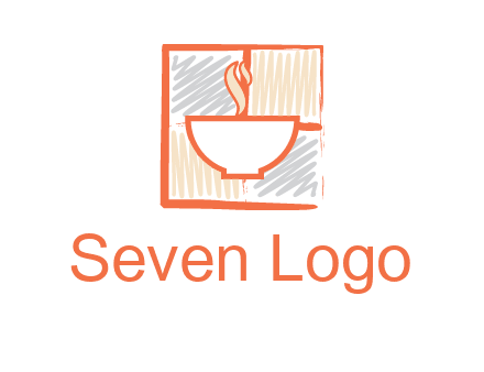 hot bowl in paint effect squares food logo