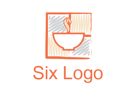 hot bowl in paint effect squares food logo