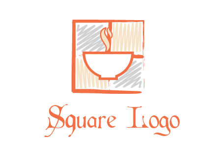 hot bowl in paint effect squares food logo