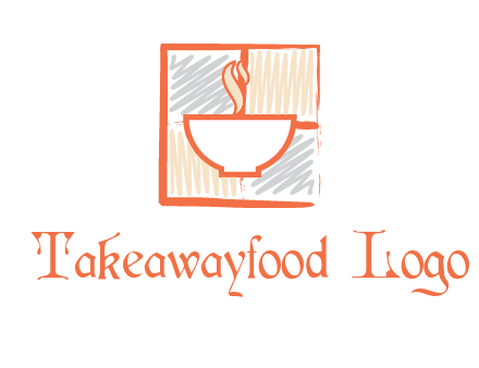 hot bowl in paint effect squares food logo