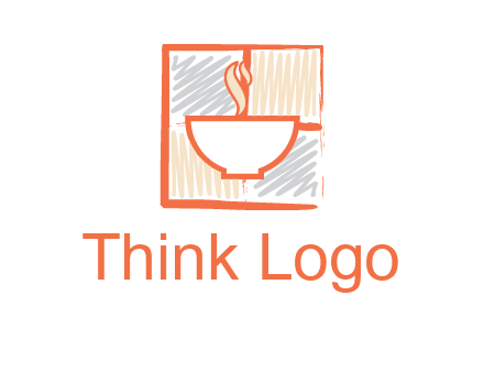 hot bowl in paint effect squares food logo