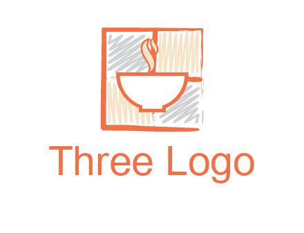hot bowl in paint effect squares food logo