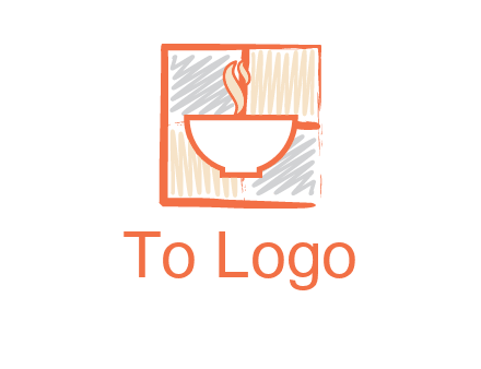 hot bowl in paint effect squares food logo