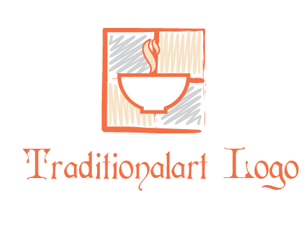 hot bowl in paint effect squares food logo