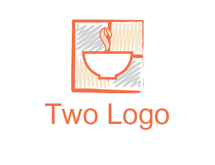 hot bowl in paint effect squares food logo