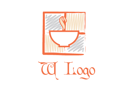 hot bowl in paint effect squares food logo