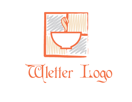 hot bowl in paint effect squares food logo