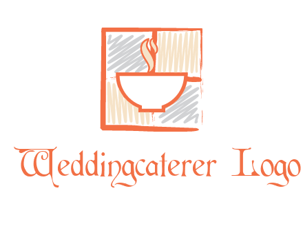 hot bowl in paint effect squares food logo