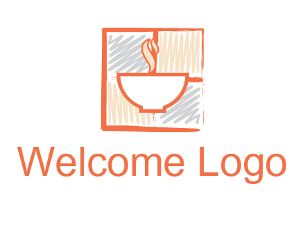 hot bowl in paint effect squares food logo