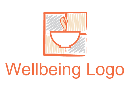 hot bowl in paint effect squares food logo