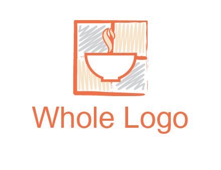 hot bowl in paint effect squares food logo