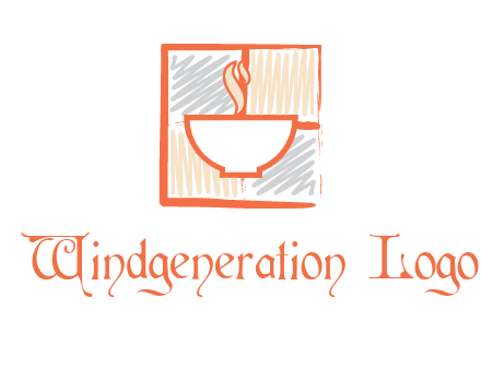 hot bowl in paint effect squares food logo