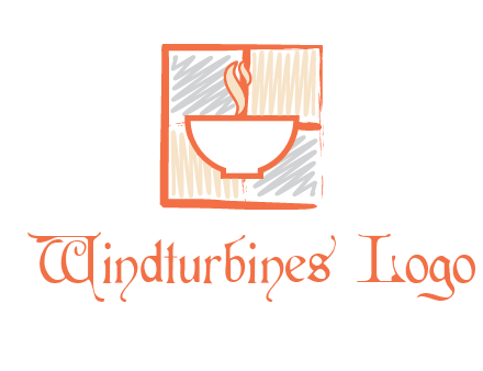hot bowl in paint effect squares food logo