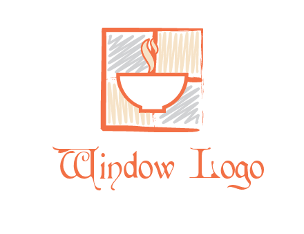 hot bowl in paint effect squares food logo
