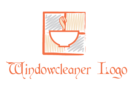 hot bowl in paint effect squares food logo