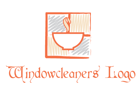 hot bowl in paint effect squares food logo
