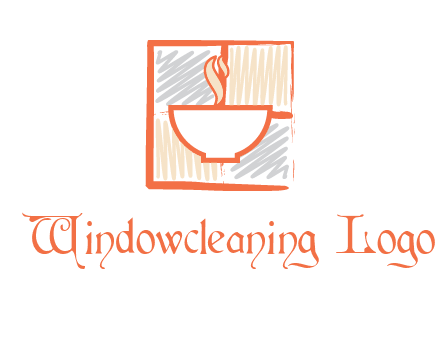 hot bowl in paint effect squares food logo