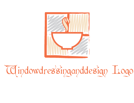 hot bowl in paint effect squares food logo