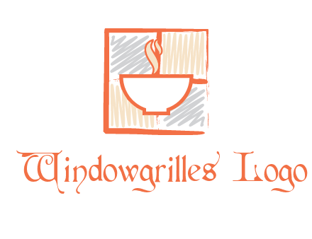 hot bowl in paint effect squares food logo