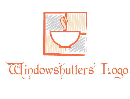 hot bowl in paint effect squares food logo