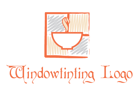 hot bowl in paint effect squares food logo