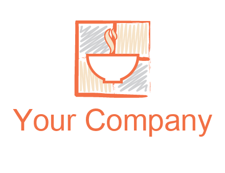 hot bowl in paint effect squares food logo