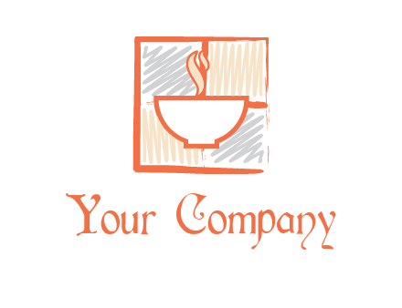 hot bowl in paint effect squares food logo